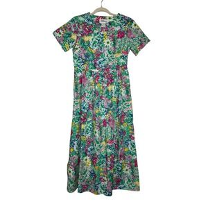 The Vermont‎ Country Store XS Floral Print Cotton Midi Dress Vintage Style